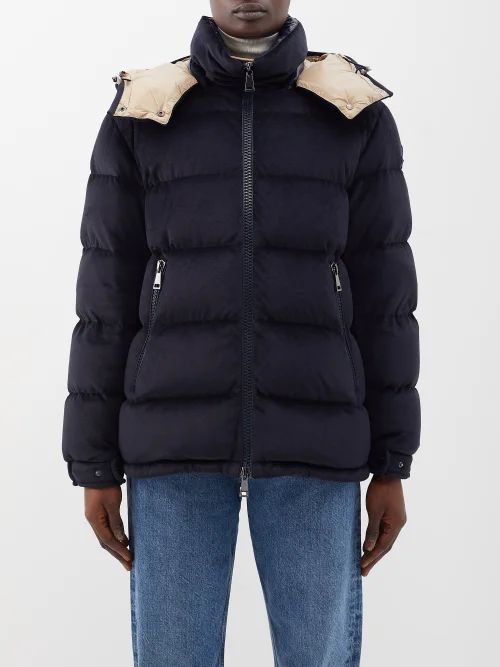 Holostee Quilted Velvet Down Jacket - Womens - Navy