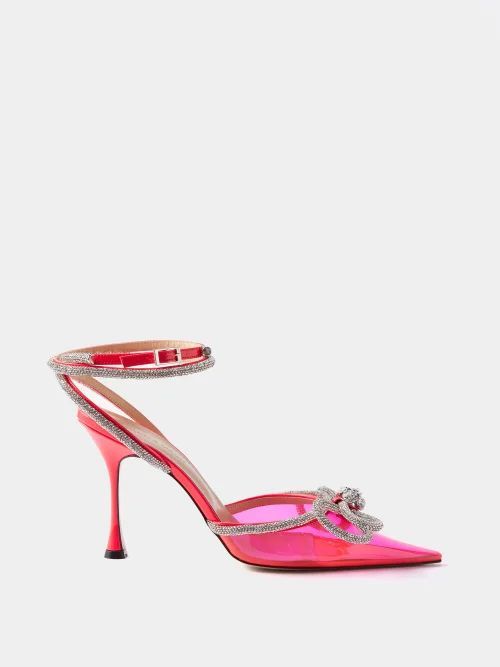 Double Bow 100 Crystal & Pvc Pumps - Womens - Pink Red