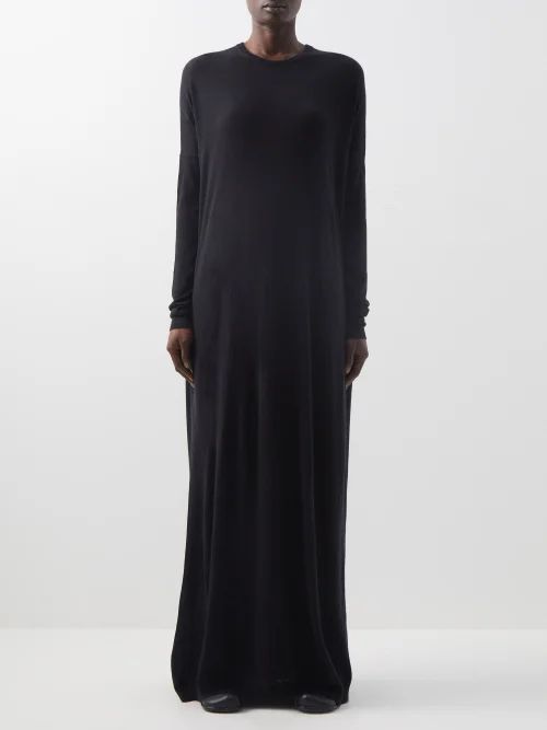 Responsible-cashmere Dropped-shoulder Knit Dress - Womens - Black