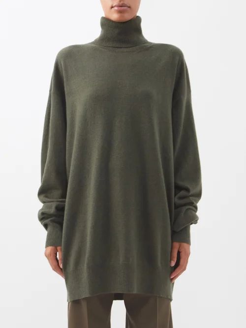 Responsible Cashmere-blend Roll-neck Sweater - Womens - Khaki