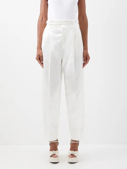 Side-adjuster Pleated Tailored Trousers - Womens - Ivory