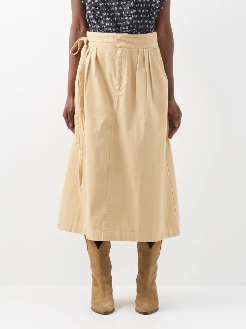 Therese Cotton-canvas Midi Skirt - Womens - Sand