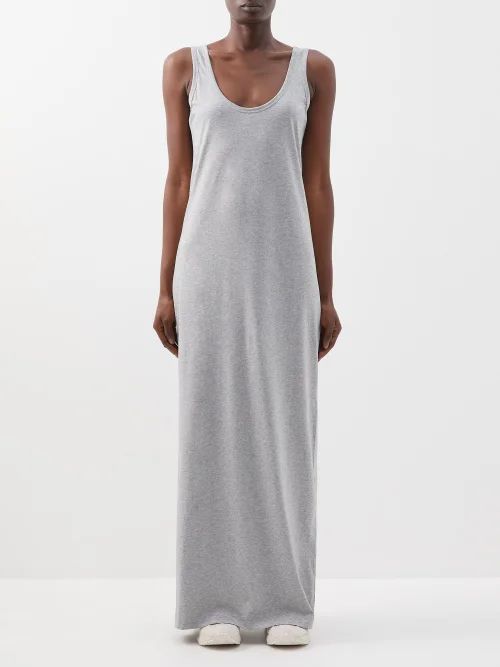 Relaxed-fit Organic-cotton Jersey Tank Dress - Womens - Grey Multi