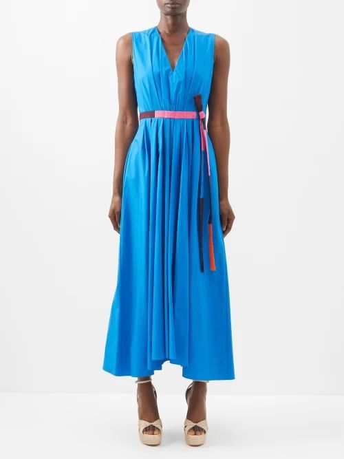 Alenya Belted Cotton-poplin Dress - Womens - Blue