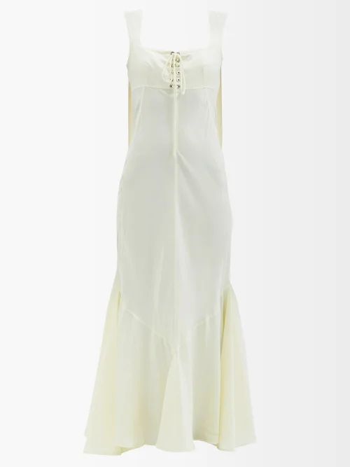 Cora Laced-bodice Silk-habotai Maxi Dress - Womens - Cream