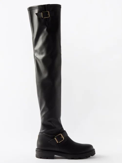 Biker 11 Over-the-knee Leather Boots - Womens - Black