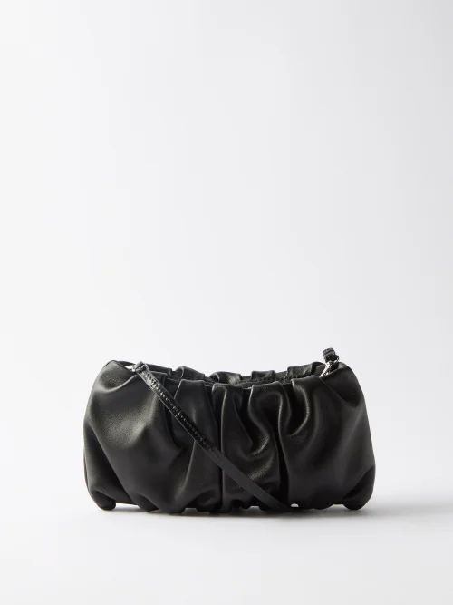 Bean Gathered Leather Shoulder Bag - Womens - Black