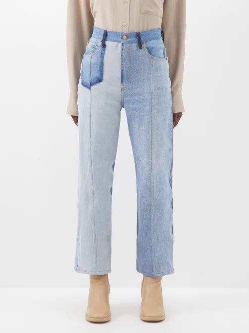 Plein High-rise Patchwork Straight-leg Jeans - Womens - Denim Multi