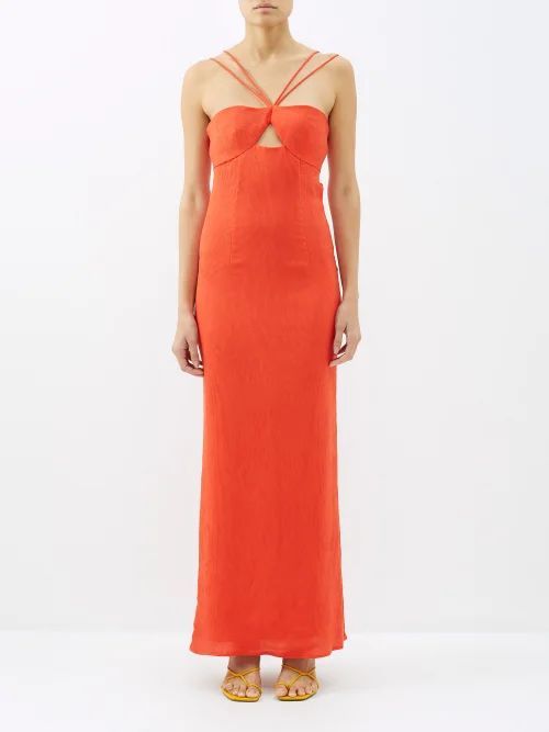 Gianna Cutout Crepe Maxi Dress - Womens - Orange