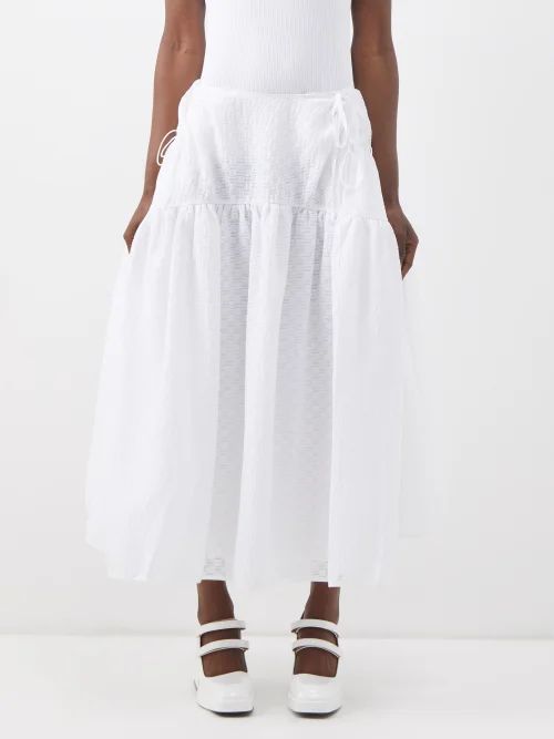 Lilly Panelled Jacquard Midi Skirt - Womens - White