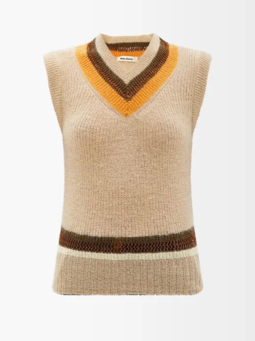 Saint Striped Mohair-blend Sweater Vest - Womens - Beige