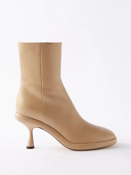 June 75 Leather Ankle Boots - Womens - Beige