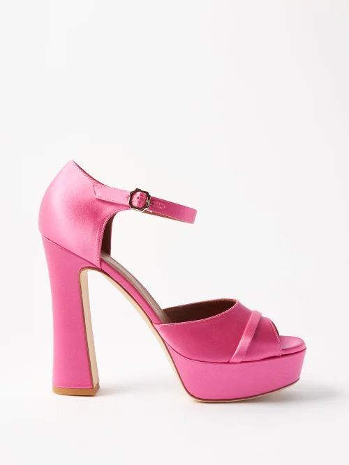 Yuri 125 Satin Block-heel Sandals - Womens - Pink