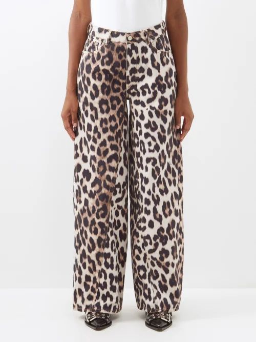 Twisted-seam Leopard-print Wide-leg Jeans - Womens - Leopard