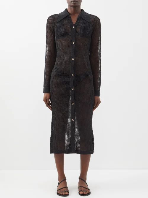 Hope Knitted Midi Shirt Dress - Womens - Black