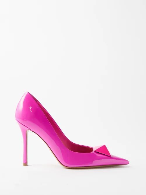 One Stud 100 Patent-leather Pumps - Womens - Pink