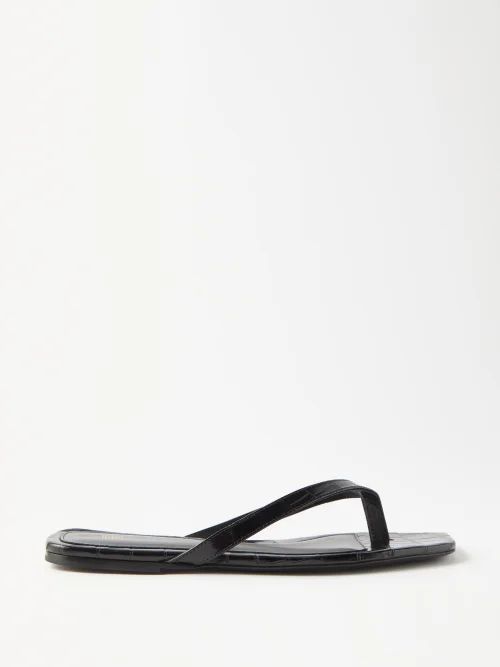 The Flip Flop Crocodile-effect Leather Sandals - Womens - Black