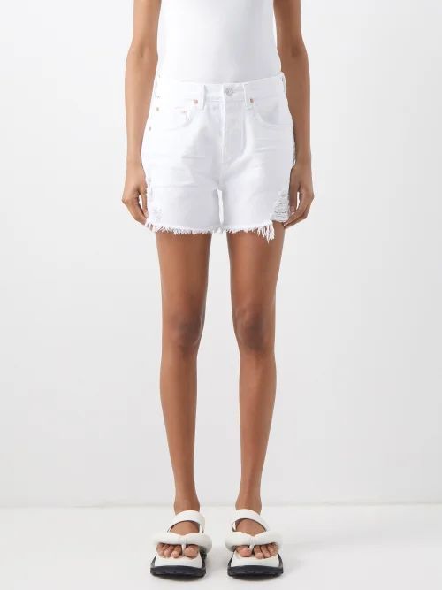 Annabelle High-rise Denim Shorts - Womens - White