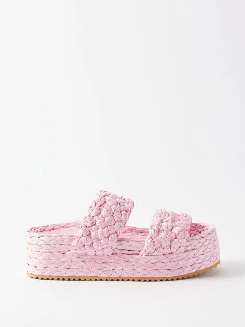 Dodostock 50 Raffia-woven Flatform Sandals - Womens - Pink