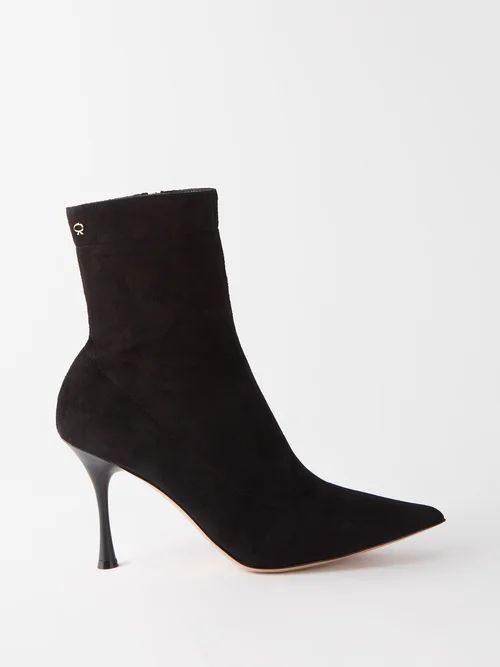 85 Suede Point-toe Boots - Womens - Black