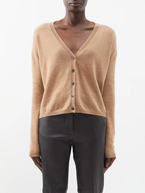 Abby Cropped Cashmere Cardigan - Womens - Light Brown