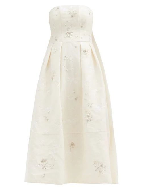 Alina Crystal-embellished Chantilly-lace Dress - Womens - Ivory