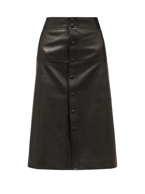A-line Leather Skirt - Womens - Black