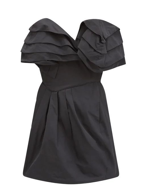 Agnese Ruffled Taffeta-twill Mini Dress - Womens - Black