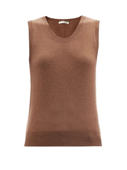 Amalia Round-neck Sleeveless Cashmere Sweater - Womens - Brown
