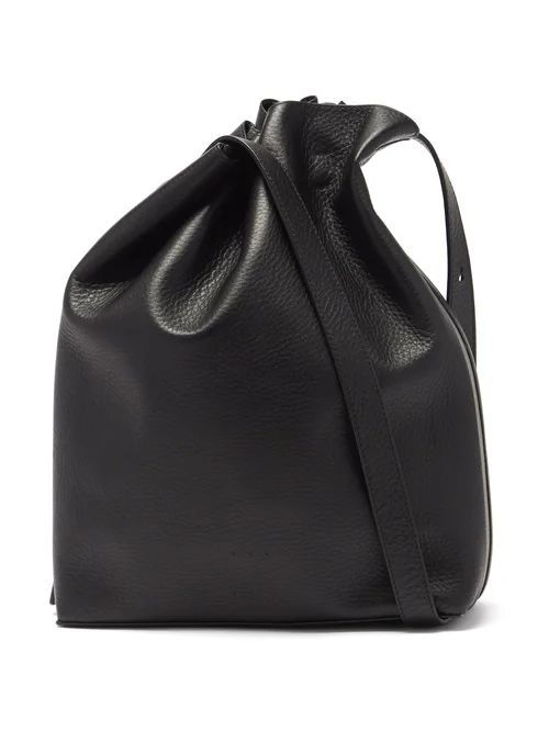 Aesther Ekme - Marin Drawstring Grained-leather Shoulder Bag - Womens - Black