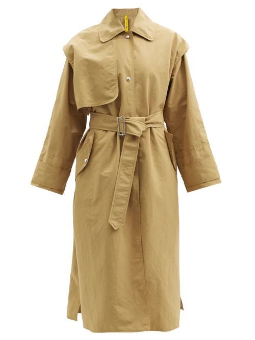 1952 - Coral Single-breasted Shell Trench Coat - Womens - Tan