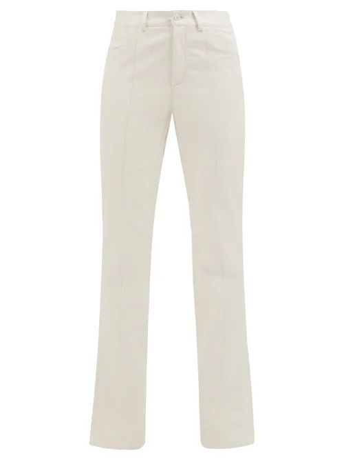 Aster Leather Flared-leg Trousers - Womens - Ivory
