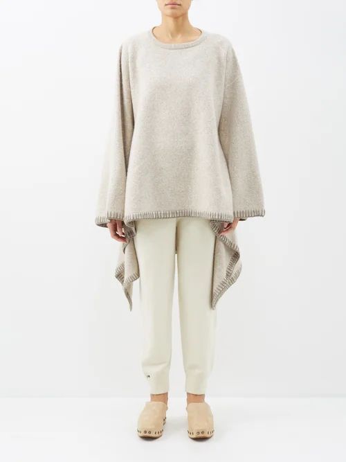 Blanket-stitched Alpaca-blend Sweater - Womens - Light Beige