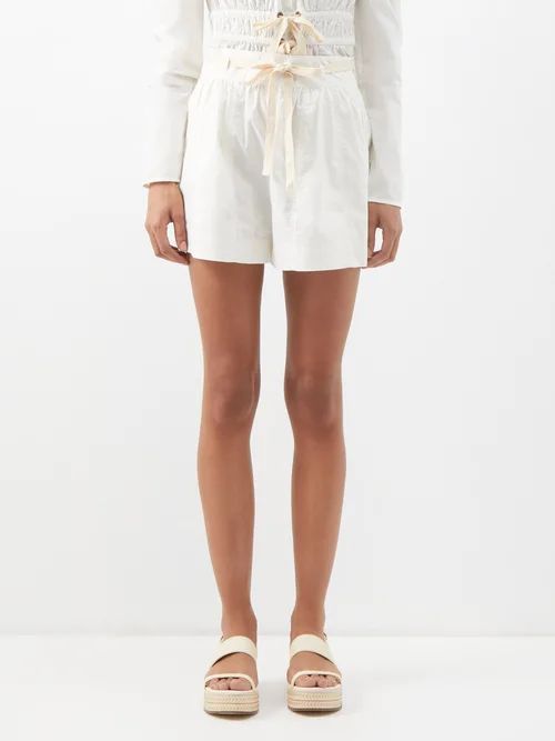 Anela Cotton-poplin Shorts - Womens - White