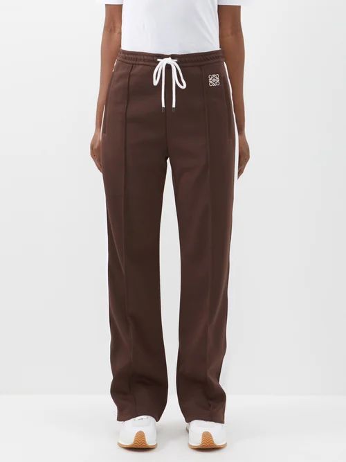 Anagram-embroidered Jersey Track Pants - Womens - Brown