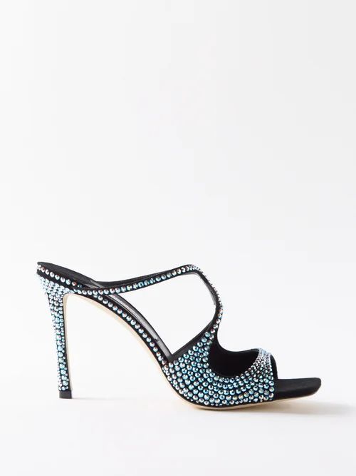 Anise 95 Crystal-embellished Leather Sandals - Womens - Blue