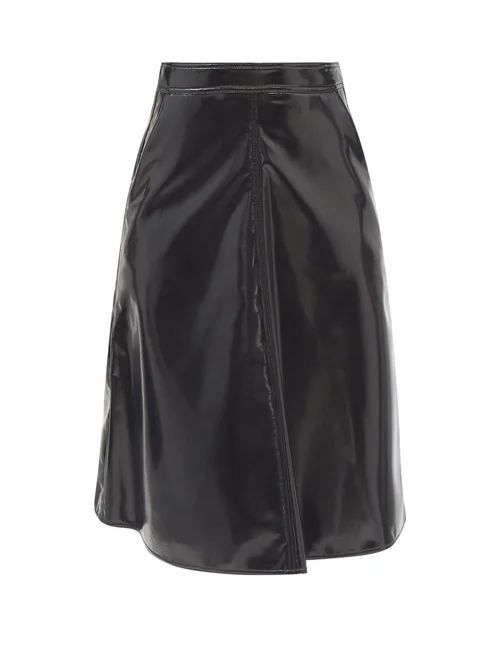 1952 - A-line Faux Patent-leather Midi Skirt - Womens - Black