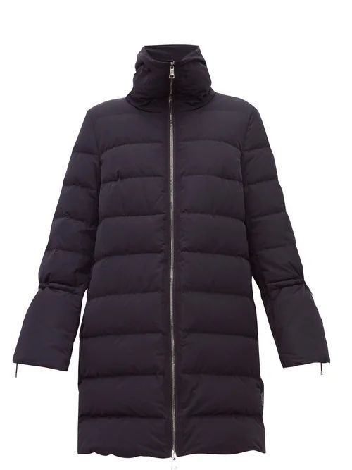 Belia Fluted-sleeve Quilted-down Coat - Womens - Navy