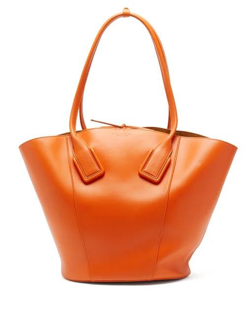 Basket Large Leather Tote Bag - Womens - Orange
