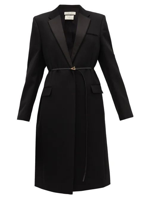 Belted Wool Grain-de-poudre Coat - Womens - Black