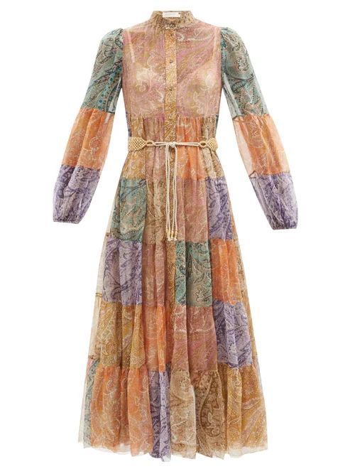 Brighton Patchwork Paisley-print Silk Dress - Womens - Multi