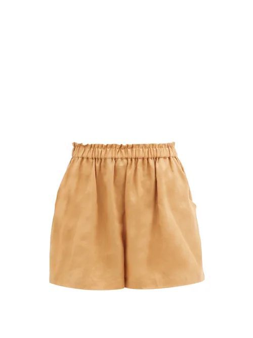 Barth High-rise Linen Shorts - Womens - Tan