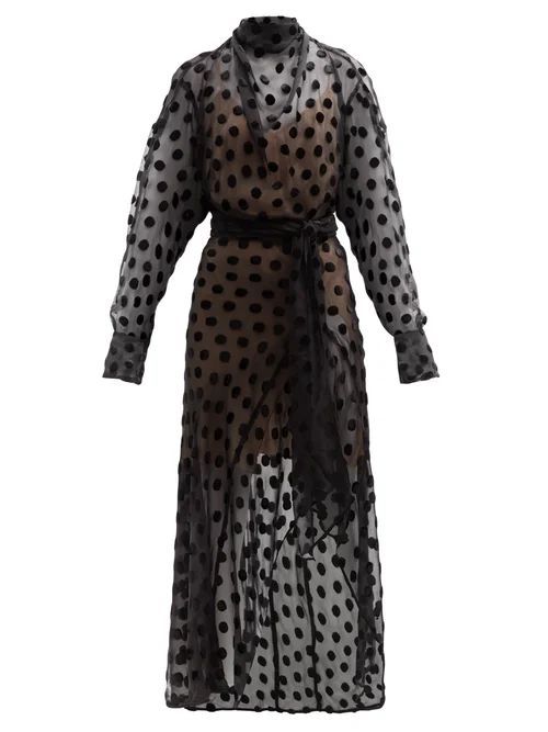 Aurel Polka-dot Devoré Silk-blend Georgette Dress - Womens - Black