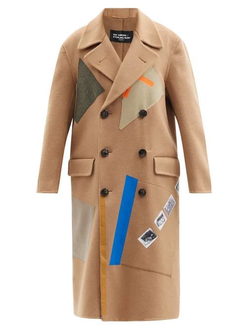 Aw14 Sterling Ruby Appliqué Wool-blend Coat - Womens - Camel