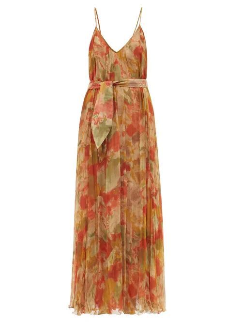 Aubade Floral-print Cotton-voile Dress - Womens - Red Multi