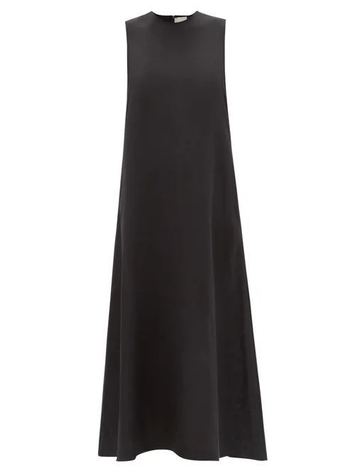 Asceno - Tallin Organic-linen Maxi Dress - Womens - Black