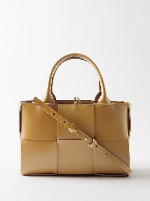 Arco Mini Intrecciato-leather Tote Bag - Womens - Camel