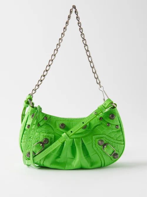 Cagole Mini Croc-effect Leather Shoulder Bag - Womens - Green
