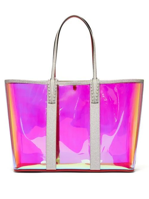 Cabata Spike-embellished Iridescent-pvc Tote - Womens - Clear Multi