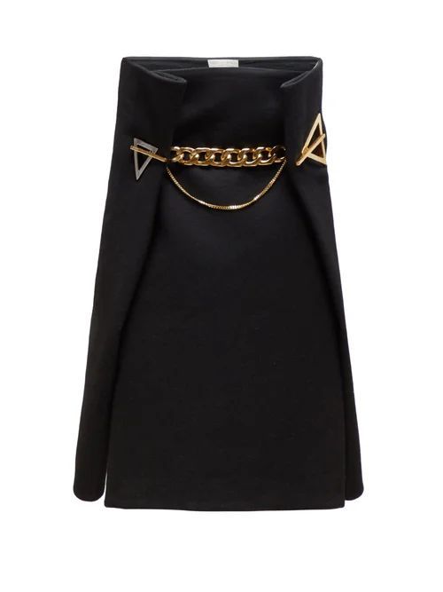 Chain-embellished Cashmere Skirt - Womens - Black Gold